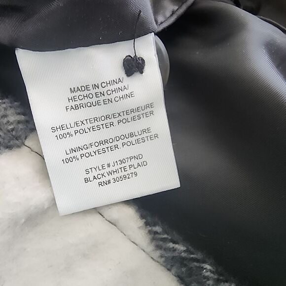 Thread and Supply shacket shirt jacket plaid front pockets size L black & cream - Picture 11 of 11
